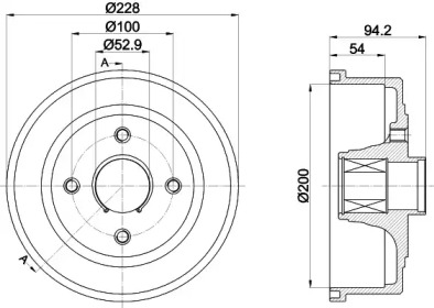 HELLA PAGID 8dt355302731 -  Тормозной барабан